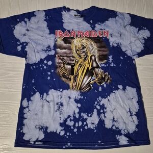 Iron Maiden Killers Band Tee Skeleton Mens Womens Graphic T-Shirt Blue White Tie